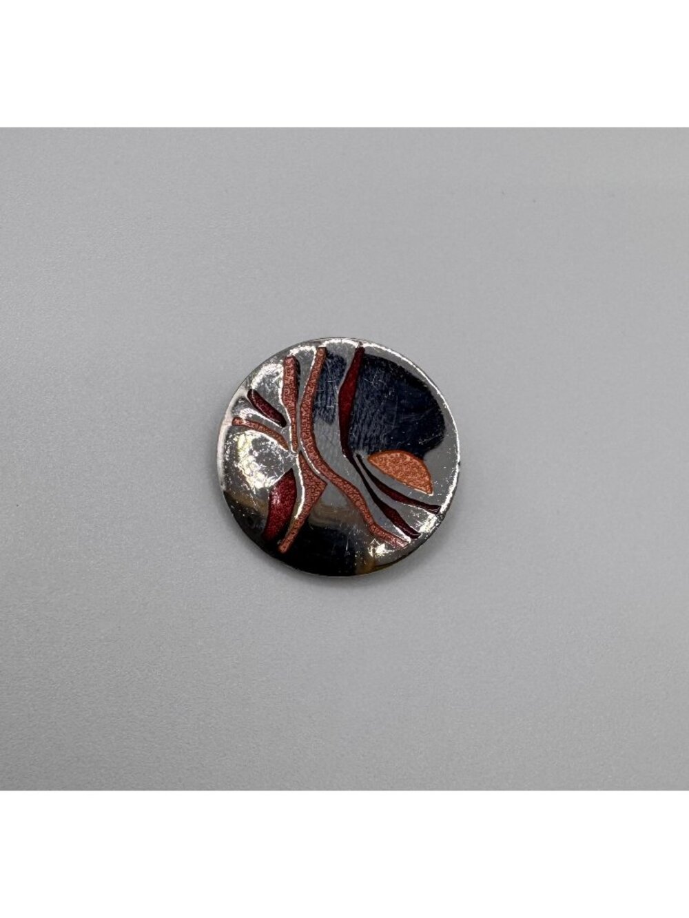 Signed de Passille Sylvestre Enamel Brooch Modernist Canada Silver Tone 60s